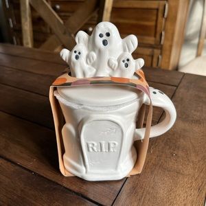 Spooky Season Ghost Mug with Topper